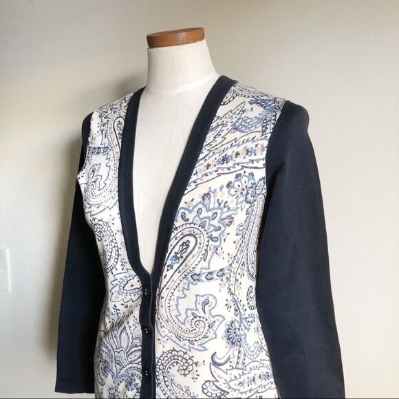 Pendleton | Vintage Paisley print Vneck sweater Cardigan size Small preowned - Picture 3 of 8